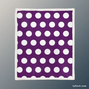 White Polka Dots On Purple Sherpa Fleece Blanket 1