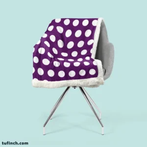 White Polka Dots On Purple Sherpa Fleece Blanket 2