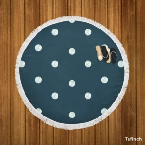 White Polka Dots Pattern Round Beach Towel