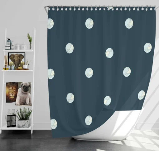 White Polka Dots Pattern Shower Curtain