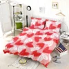 White Red With Love Hearts Design Bedding Set