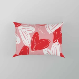 White Red With Love Hearts Design Pillow Case