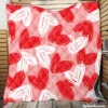 White Red With Love Hearts Design Quilt Blanket