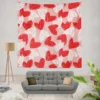 White Red With Love Hearts Design Wall Tapestry