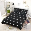 White Small Triangle Black Background Bedding Set