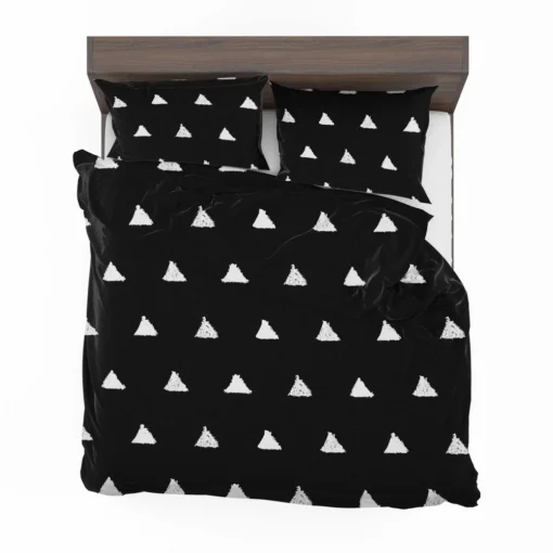 White Small Triangle Black Background Bedding Set 2