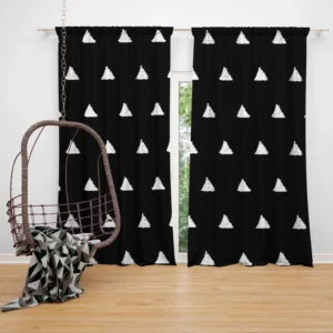 White Small Triangle Black Background Curtain