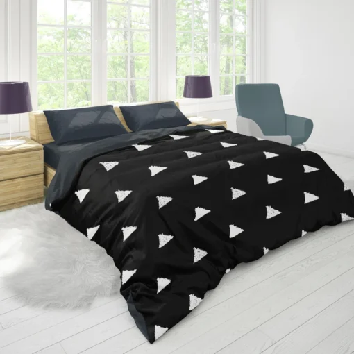 White Small Triangle Black Background Duvet Cover 1