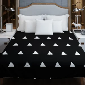 White Small Triangle Black Background Duvet Cover