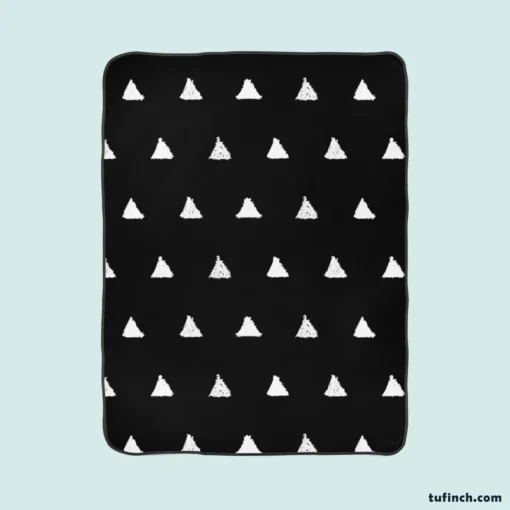 White Small Triangle Black Background Fleece Blanket 1