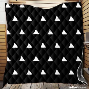 White Small Triangle Black Background Quilt Blanket