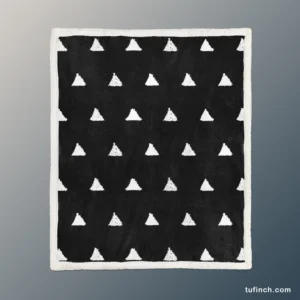 White Small Triangle Black Background Sherpa Fleece Blanket 1