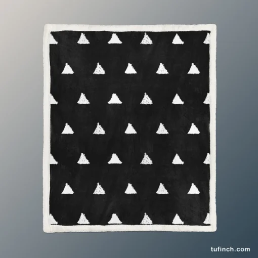 White Small Triangle Black Background Sherpa Fleece Blanket 1