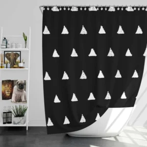 White Small Triangle Black Background Shower Curtain