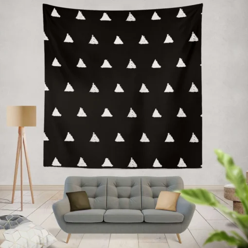 White Small Triangle Black Background Wall Tapestry