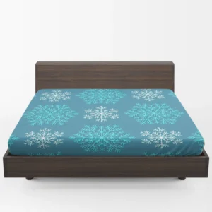 White Teal Blue Winter Snowflakes Fitted Sheet 1