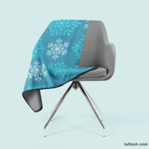 White Teal Blue Winter Snowflakes Fleece Blanket 2