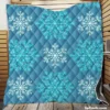 White Teal Blue Winter Snowflakes Quilt Blanket