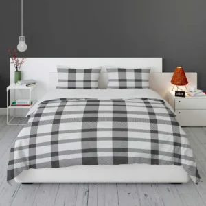 White Thunder Black Checkered Plaid Bedding Set 1