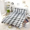 White Thunder Black Checkered Plaid Bedding Set