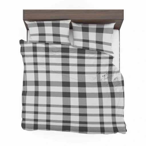 White Thunder Black Checkered Plaid Bedding Set 2