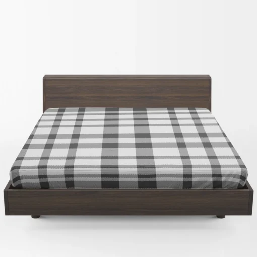 White Thunder Black Checkered Plaid Fitted Sheet 1