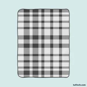 White Thunder Black Checkered Plaid Fleece Blanket 1