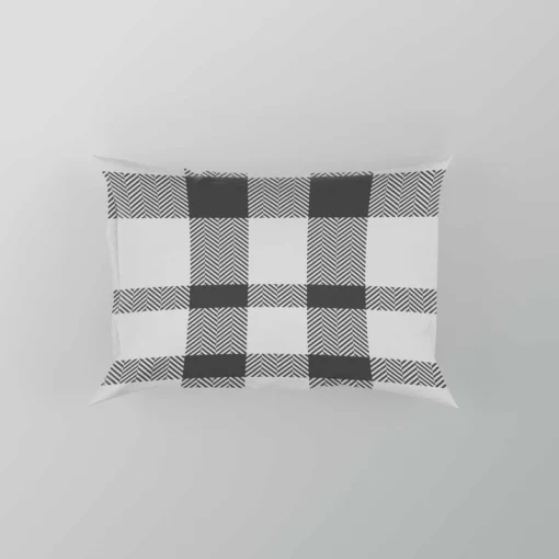 White Thunder Black Checkered Plaid Pillow Case