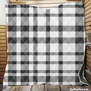 White Thunder Black Checkered Plaid Quilt Blanket