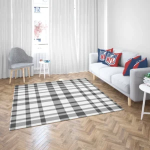 White Thunder Black Checkered Plaid Rug 2