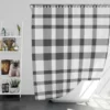 White Thunder Black Checkered Plaid Shower Curtain