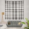 White Thunder Black Checkered Plaid Wall Tapestry