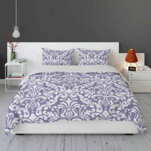 White Vintage Damask In Lavender Bedding Set 1