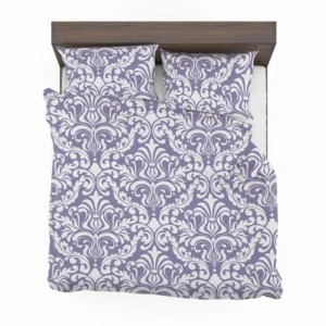 White Vintage Damask In Lavender Bedding Set 2