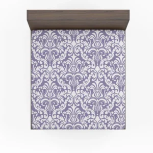 White Vintage Damask In Lavender Fitted Sheet