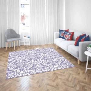 White Vintage Damask In Lavender Rug 2