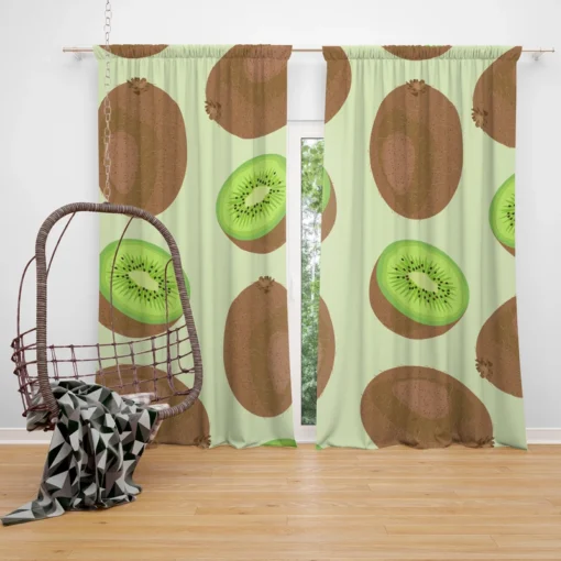 Whole Kiwi Cut Piece Pattern Curtain