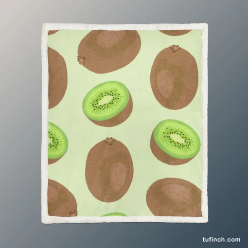 Whole Kiwi Cut Piece Pattern Sherpa Fleece Blanket 1