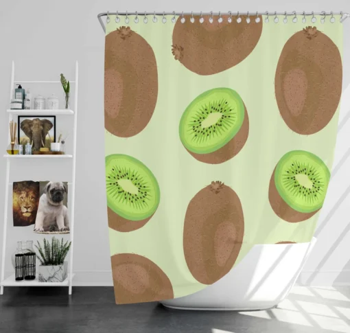 Whole Kiwi Cut Piece Pattern Shower Curtain