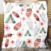 Wigwam Hut With Pink Feathers Quilt Blanket