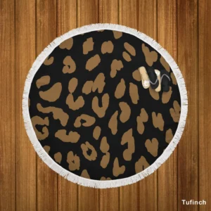 Wild Jaguar Print Pattern Round Beach Towel