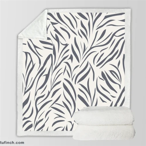 Wild Leafy Minimalistic Sherpa Fleece Blanket