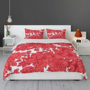 Wild Scarlet Flowers Pattern Bedding Set 1