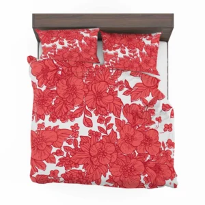 Wild Scarlet Flowers Pattern Bedding Set 2