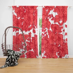 Wild Scarlet Flowers Pattern Curtain