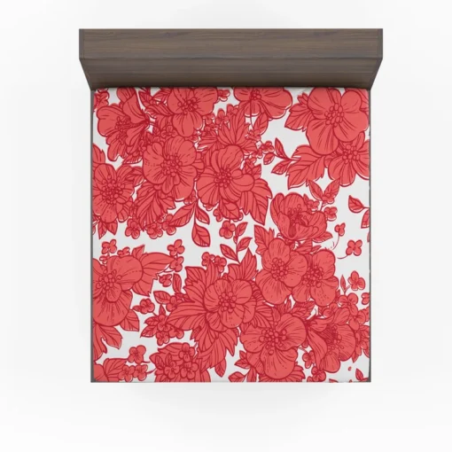 Wild Scarlet Flowers Pattern Fitted Sheet