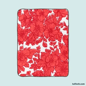 Wild Scarlet Flowers Pattern Fleece Blanket 1