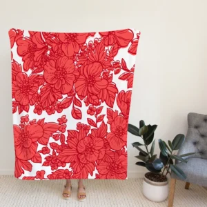 Wild Scarlet Flowers Pattern Fleece Blanket