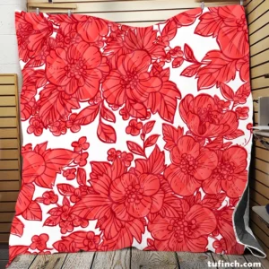 Wild Scarlet Flowers Pattern Quilt Blanket