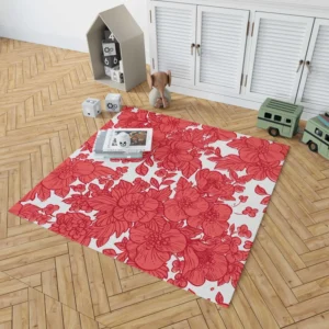 Wild Scarlet Flowers Pattern Rug 1